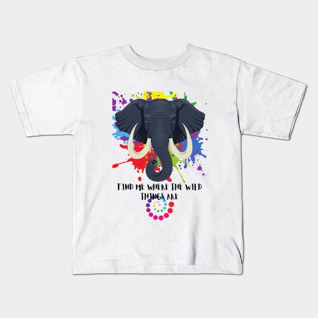 COLORFUL ELEPHANT Kids T-Shirt by Katebi Designs